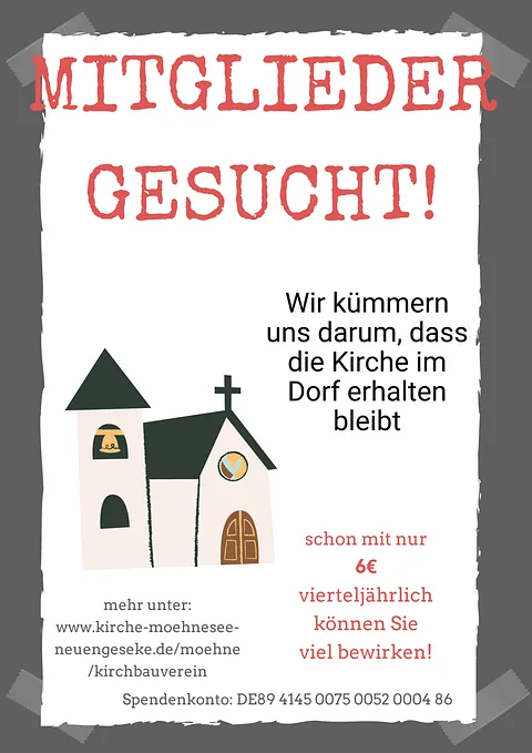 Mitgliederversammlung am Sonntag, 22.07.2025 um 11:30 Uhr in der Zwölf Apostel Kirche in Körbecke